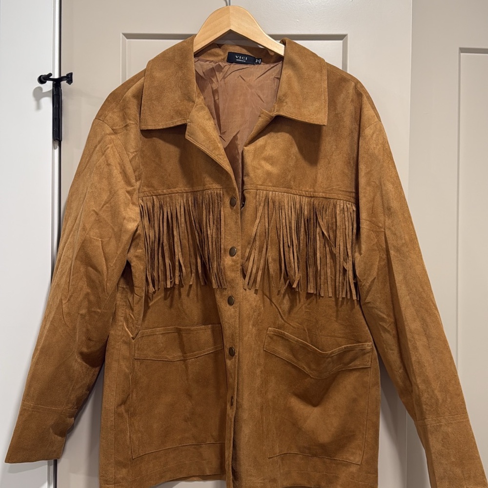 Vici Tan Suede Fringe Jacket